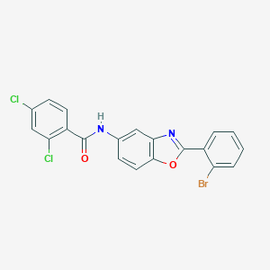 molecular formula C20H11BrCl2N2O2 B413589 N-[2-(2-Bromo-phenyl)-benzooxazol-5-yl]-2,4-dichloro-benzamide 
