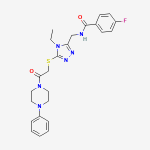 molecular formula C24H27FN6O2S B4135897 N-[(4-ethyl-5-{[2-oxo-2-(4-phenyl-1-piperazinyl)ethyl]thio}-4H-1,2,4-triazol-3-yl)methyl]-4-fluorobenzamide 