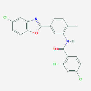 molecular formula C21H13Cl3N2O2 B413590 2,4-dichloro-N-[5-(5-chloro-1,3-benzoxazol-2-yl)-2-methylphenyl]benzamide 