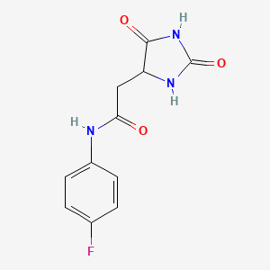 molecular formula C11H10FN3O3 B4135902 2-(2,5-dioxo-4-imidazolidinyl)-N-(4-fluorophenyl)acetamide 