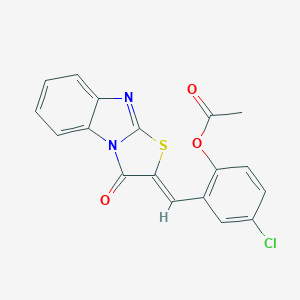 molecular formula C18H11ClN2O3S B413594 [4-chloro-2-[(Z)-(1-oxo-[1,3]thiazolo[3,2-a]benzimidazol-2-ylidene)methyl]phenyl] acetate 