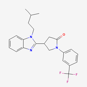 molecular formula C23H24F3N3O B4135958 4-[1-(3-methylbutyl)-1H-benzimidazol-2-yl]-1-[3-(trifluoromethyl)phenyl]-2-pyrrolidinone 