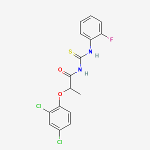 molecular formula C16H13Cl2FN2O2S B4135999 2-(2,4-dichlorophenoxy)-N-{[(2-fluorophenyl)amino]carbonothioyl}propanamide 
