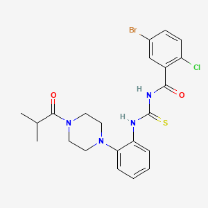 molecular formula C22H24BrClN4O2S B4136007 5-bromo-2-chloro-N-({[2-(4-isobutyryl-1-piperazinyl)phenyl]amino}carbonothioyl)benzamide 