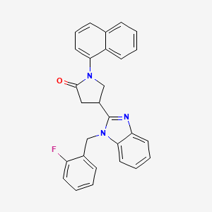 molecular formula C28H22FN3O B4136082 4-[1-(2-fluorobenzyl)-1H-benzimidazol-2-yl]-1-(1-naphthyl)-2-pyrrolidinone 