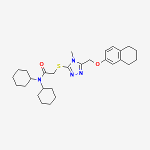 molecular formula C28H40N4O2S B4136089 N,N-dicyclohexyl-2-({4-methyl-5-[(5,6,7,8-tetrahydro-2-naphthalenyloxy)methyl]-4H-1,2,4-triazol-3-yl}thio)acetamide 