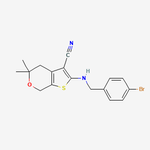 molecular formula C17H17BrN2OS B4136178 2-[(4-bromobenzyl)amino]-5,5-dimethyl-4,7-dihydro-5H-thieno[2,3-c]pyran-3-carbonitrile 