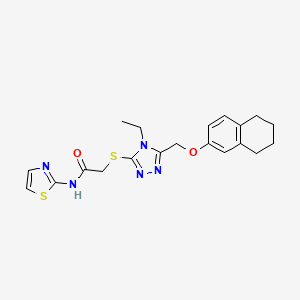 molecular formula C20H23N5O2S2 B4136193 2-({4-ethyl-5-[(5,6,7,8-tetrahydro-2-naphthalenyloxy)methyl]-4H-1,2,4-triazol-3-yl}thio)-N-1,3-thiazol-2-ylacetamide 