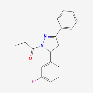 molecular formula C18H17FN2O B4136217 5-(3-fluorophenyl)-3-phenyl-1-propionyl-4,5-dihydro-1H-pyrazole 