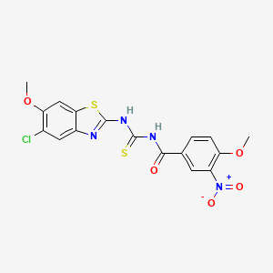 molecular formula C17H13ClN4O5S2 B4136232 N-{[(5-chloro-6-methoxy-1,3-benzothiazol-2-yl)amino]carbonothioyl}-4-methoxy-3-nitrobenzamide 