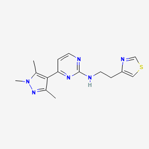 molecular formula C15H18N6S B4136243 N-[2-(1,3-thiazol-4-yl)ethyl]-4-(1,3,5-trimethyl-1H-pyrazol-4-yl)pyrimidin-2-amine 