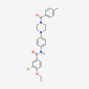 molecular formula C27H28BrN3O3 B4136247 3-bromo-4-ethoxy-N-{4-[4-(4-methylbenzoyl)-1-piperazinyl]phenyl}benzamide 