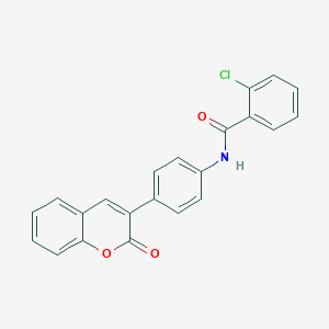 molecular formula C22H14ClNO3 B413627 2-chloro-N-[4-(2-oxo-2H-chromen-3-yl)phenyl]benzamide 