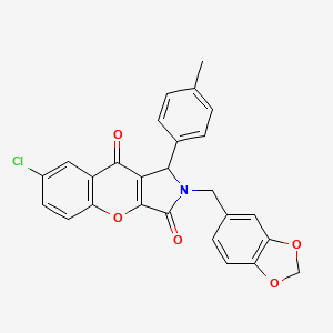 molecular formula C26H18ClNO5 B4136287 2-(1,3-benzodioxol-5-ylmethyl)-7-chloro-1-(4-methylphenyl)-1,2-dihydrochromeno[2,3-c]pyrrole-3,9-dione 