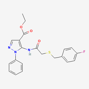 molecular formula C21H20FN3O3S B4136298 ethyl 5-({[(4-fluorobenzyl)thio]acetyl}amino)-1-phenyl-1H-pyrazole-4-carboxylate 