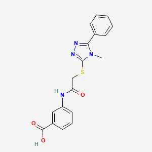 molecular formula C18H16N4O3S B4136306 3-({[(4-methyl-5-phenyl-4H-1,2,4-triazol-3-yl)thio]acetyl}amino)benzoic acid 