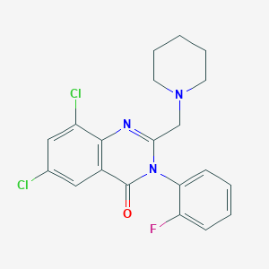 molecular formula C20H18Cl2FN3O B4136311 6,8-dichloro-3-(2-fluorophenyl)-2-(1-piperidinylmethyl)-4(3H)-quinazolinone 