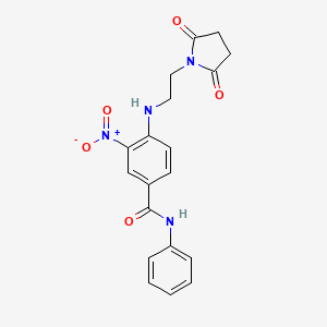 molecular formula C19H18N4O5 B4136326 4-{[2-(2,5-dioxo-1-pyrrolidinyl)ethyl]amino}-3-nitro-N-phenylbenzamide 