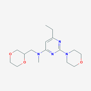 molecular formula C16H26N4O3 B4136337 N-(1,4-dioxan-2-ylmethyl)-6-ethyl-N-methyl-2-morpholin-4-ylpyrimidin-4-amine 