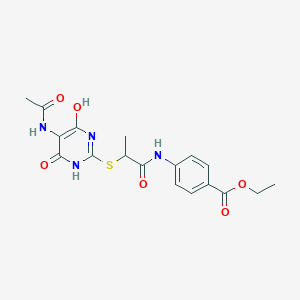 molecular formula C18H20N4O6S B4136346 ethyl 4-[(2-{[5-(acetylamino)-4-hydroxy-6-oxo-1,6-dihydro-2-pyrimidinyl]thio}propanoyl)amino]benzoate 