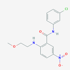 molecular formula C16H16ClN3O4 B4136361 N-(3-chlorophenyl)-2-[(2-methoxyethyl)amino]-5-nitrobenzamide 