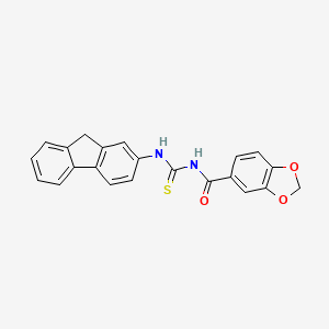 molecular formula C22H16N2O3S B4136374 N-[(9H-fluoren-2-ylamino)carbonothioyl]-1,3-benzodioxole-5-carboxamide 