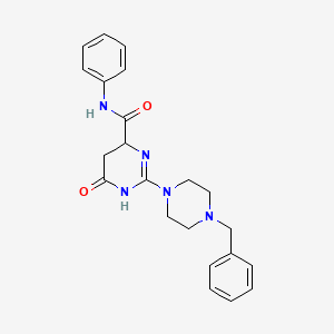 molecular formula C22H25N5O2 B4136387 2-(4-benzyl-1-piperazinyl)-6-oxo-N-phenyl-3,4,5,6-tetrahydro-4-pyrimidinecarboxamide 
