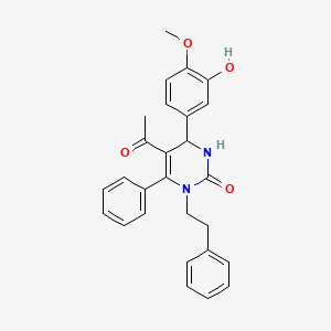 5-acetyl-4-(3-hydroxy-4-methoxyphenyl)-6-phenyl-1-(2-phenylethyl)-3,4-dihydro-2(1H)-pyrimidinone