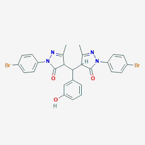 2-(4-bromophenyl)-4-[[1-(4-bromophenyl)-3-methyl-5-oxo-4,5-dihydro-1H-pyrazol-4-yl](3-hydroxyphenyl)methyl]-5-methyl-2,4-dihydro-3H-pyrazol-3-one