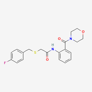 molecular formula C20H21FN2O3S B4136444 2-[(4-fluorobenzyl)thio]-N-[2-(4-morpholinylcarbonyl)phenyl]acetamide 