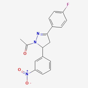 1-acetyl-3-(4-fluorophenyl)-5-(3-nitrophenyl)-4,5-dihydro-1H-pyrazole