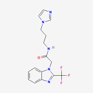 molecular formula C16H16F3N5O B4136489 N-[3-(1H-imidazol-1-yl)propyl]-2-[2-(trifluoromethyl)-1H-benzimidazol-1-yl]acetamide 