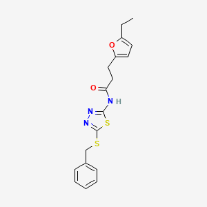 molecular formula C18H19N3O2S2 B4136551 N-[5-(benzylthio)-1,3,4-thiadiazol-2-yl]-3-(5-ethyl-2-furyl)propanamide 
