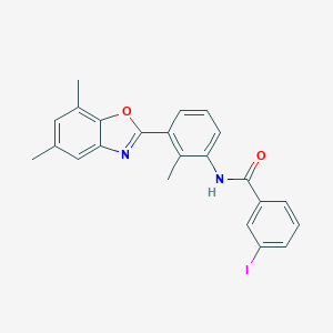 molecular formula C23H19IN2O2 B413658 N-[3-(5,7-dimethyl-1,3-benzoxazol-2-yl)-2-methylphenyl]-3-iodobenzamide 