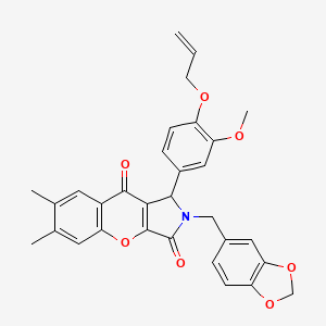 molecular formula C31H27NO7 B4136600 1-[4-(allyloxy)-3-methoxyphenyl]-2-(1,3-benzodioxol-5-ylmethyl)-6,7-dimethyl-1,2-dihydrochromeno[2,3-c]pyrrole-3,9-dione 