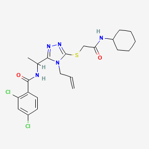 molecular formula C22H27Cl2N5O2S B4136614 N-[1-(4-allyl-5-{[2-(cyclohexylamino)-2-oxoethyl]thio}-4H-1,2,4-triazol-3-yl)ethyl]-2,4-dichlorobenzamide 