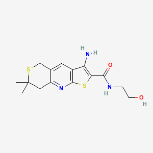 molecular formula C15H19N3O2S2 B4136619 3-amino-N-(2-hydroxyethyl)-7,7-dimethyl-7,8-dihydro-5H-thieno[2,3-b]thiopyrano[3,4-e]pyridine-2-carboxamide 