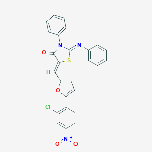 molecular formula C26H16ClN3O4S B413663 5-[(5-{2-Chloro-4-nitrophenyl}-2-furyl)methylene]-3-phenyl-2-(phenylimino)-1,3-thiazolidin-4-one 