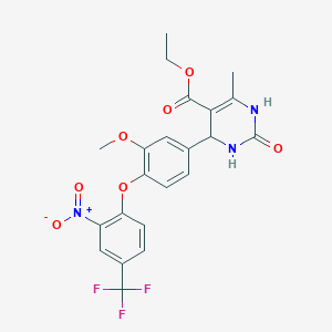 molecular formula C22H20F3N3O7 B4136641 ethyl 4-{3-methoxy-4-[2-nitro-4-(trifluoromethyl)phenoxy]phenyl}-6-methyl-2-oxo-1,2,3,4-tetrahydro-5-pyrimidinecarboxylate 