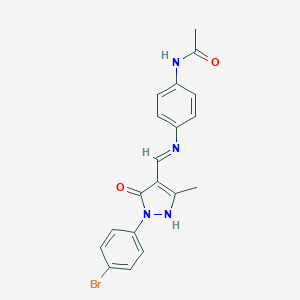 molecular formula C19H17BrN4O2 B413665 N-[4-({[1-(4-bromophenyl)-3-methyl-5-oxo-1,5-dihydro-4H-pyrazol-4-ylidene]methyl}amino)phenyl]acetamide 