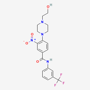 molecular formula C20H21F3N4O4 B4136654 4-[4-(2-hydroxyethyl)-1-piperazinyl]-3-nitro-N-[3-(trifluoromethyl)phenyl]benzamide 