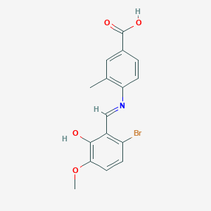 molecular formula C16H14BrNO4 B413667 4-[(6-Bromo-2-hydroxy-3-methoxybenzylidene)amino]-3-methylbenzoic acid 