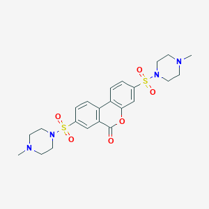 molecular formula C23H28N4O6S2 B4136677 3,8-bis[(4-methyl-1-piperazinyl)sulfonyl]-6H-benzo[c]chromen-6-one 