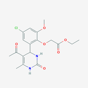 molecular formula C18H21ClN2O6 B4136687 ethyl [2-(5-acetyl-6-methyl-2-oxo-1,2,3,4-tetrahydro-4-pyrimidinyl)-4-chloro-6-methoxyphenoxy]acetate 