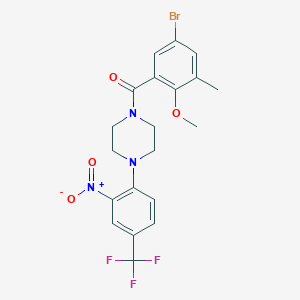 molecular formula C20H19BrF3N3O4 B4136705 1-(5-bromo-2-methoxy-3-methylbenzoyl)-4-[2-nitro-4-(trifluoromethyl)phenyl]piperazine 