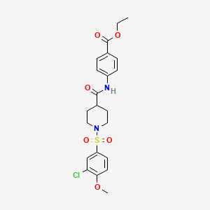 molecular formula C22H25ClN2O6S B4136715 ethyl 4-[({1-[(3-chloro-4-methoxyphenyl)sulfonyl]-4-piperidinyl}carbonyl)amino]benzoate 