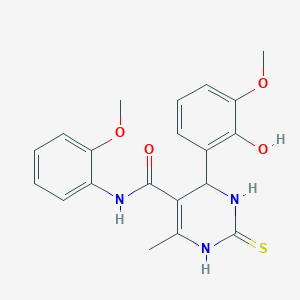 molecular formula C20H21N3O4S B4136727 4-(2-hydroxy-3-methoxyphenyl)-N-(2-methoxyphenyl)-6-methyl-2-thioxo-1,2,3,4-tetrahydro-5-pyrimidinecarboxamide 