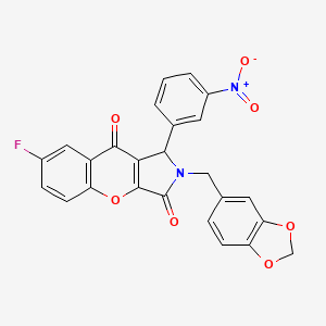 molecular formula C25H15FN2O7 B4136818 2-(1,3-benzodioxol-5-ylmethyl)-7-fluoro-1-(3-nitrophenyl)-1,2-dihydrochromeno[2,3-c]pyrrole-3,9-dione 