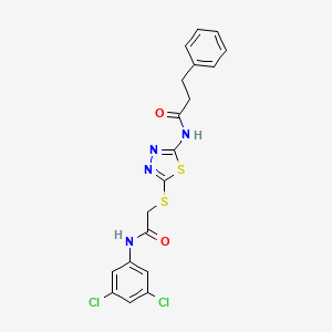 molecular formula C19H16Cl2N4O2S2 B4136824 N-[5-({2-[(3,5-dichlorophenyl)amino]-2-oxoethyl}thio)-1,3,4-thiadiazol-2-yl]-3-phenylpropanamide 