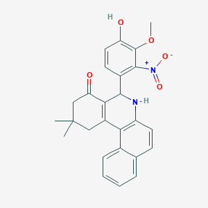 molecular formula C26H24N2O5 B413684 5-(4-hydroxy-3-methoxy-2-nitrophenyl)-2,2-dimethyl-2,3,5,6-tetrahydrobenzo[a]phenanthridin-4(1H)-one 